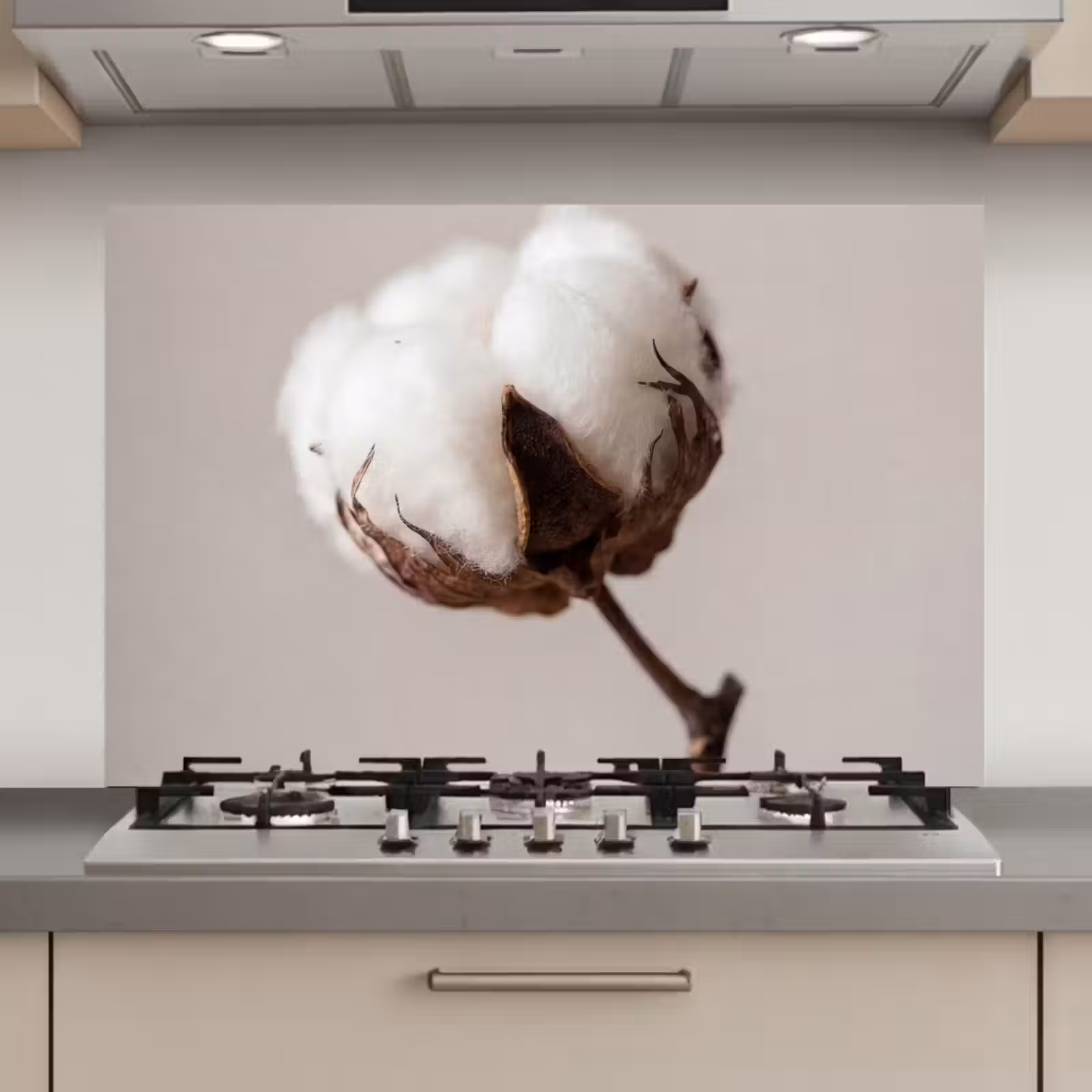 Spatscherm keuken - Katoenbol - Minimalistisch - Wit — 1