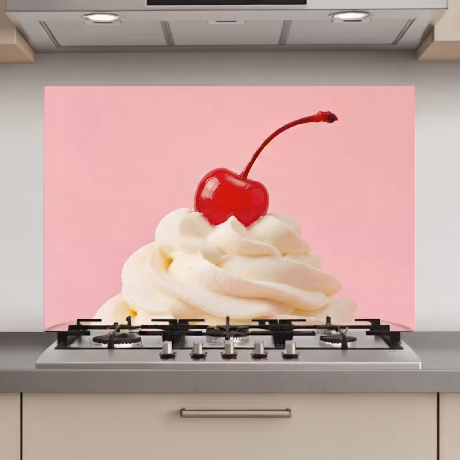 Spatscherm keuken - Kers - Slagroom - Roze — 1