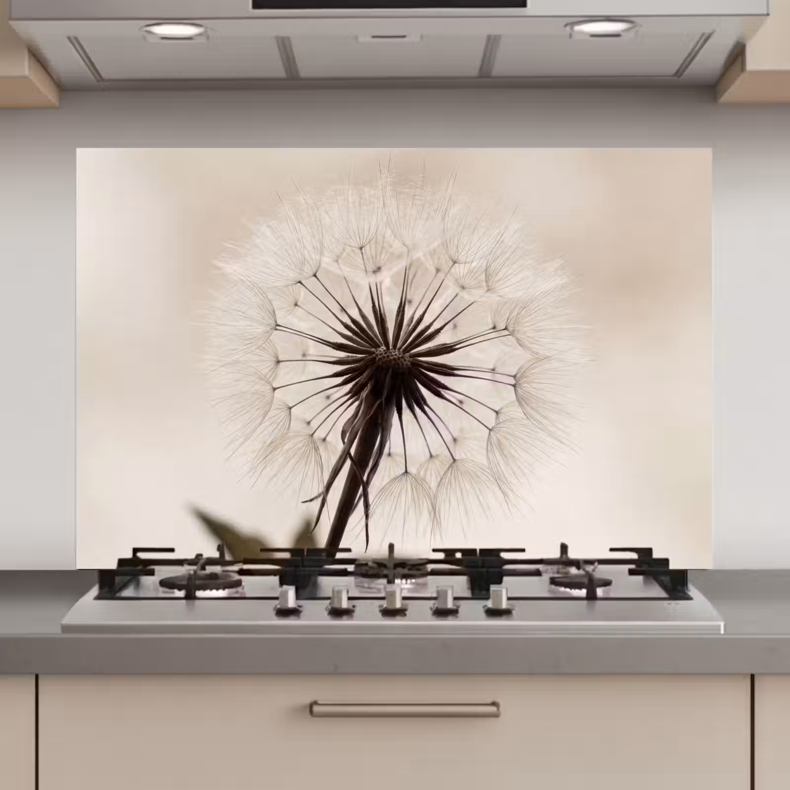 Spatscherm keuken - Paardenbloem - Minimalistisch - Wit — 1