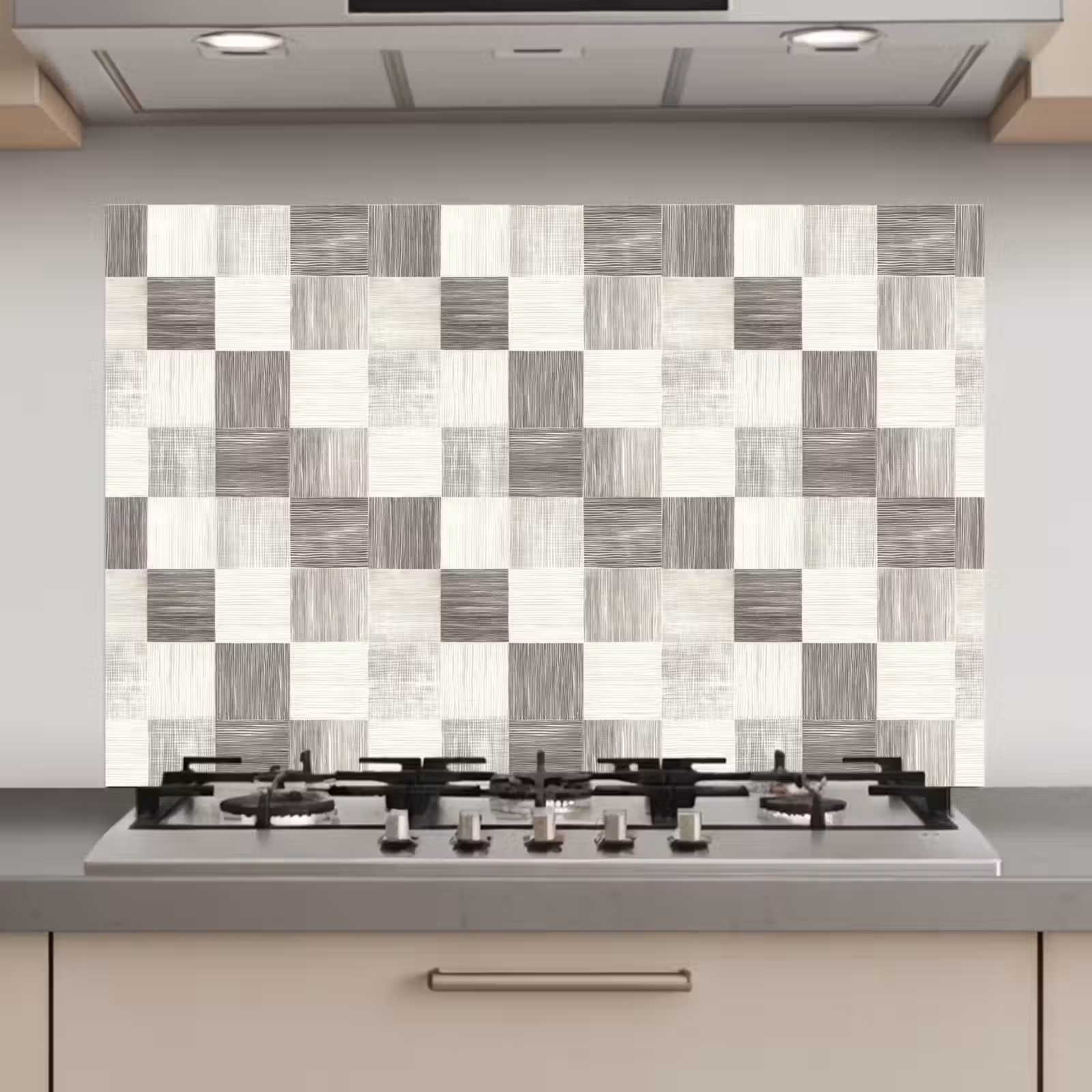Spatscherm keuken - Patroon - Dambord - Houtnerf — 1
