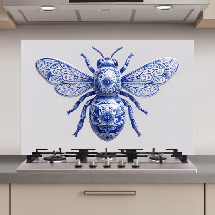 Spatscherm keuken - Bij - Modern - Delfts - Blauw — 1