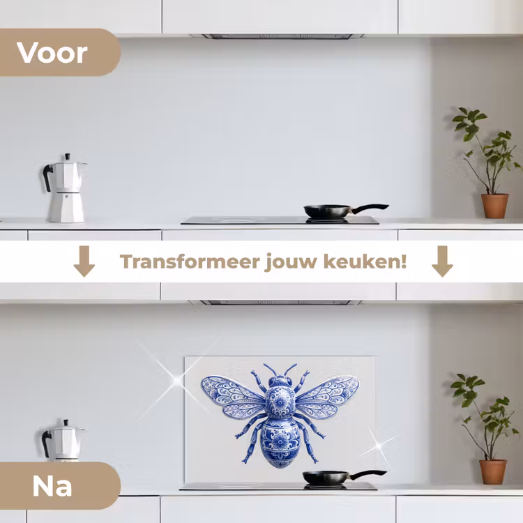 Spatscherm keuken - Bij - Modern - Delfts - Blauw — 3
