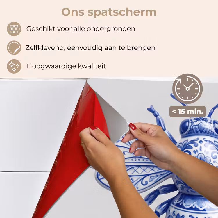 Spatscherm keuken - Bij - Modern - Delfts - Blauw — 4
