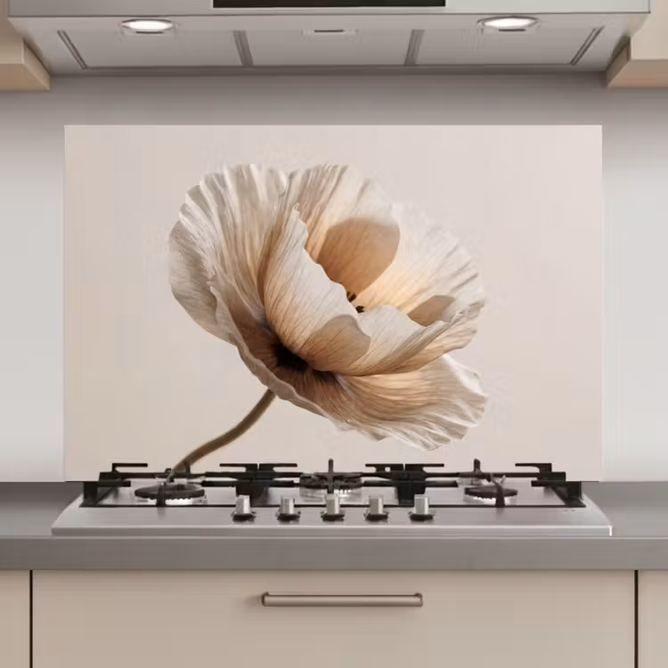 Spatscherm keuken - Bloem - Beige - Crème — 1