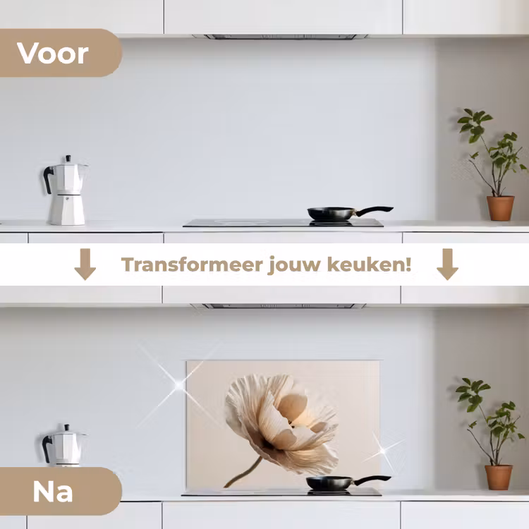 Spatscherm keuken - Bloem - Beige - Crème — 3