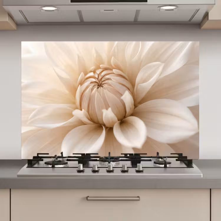 Spatscherm keuken - Bloem - Dahlia - Wit — 1
