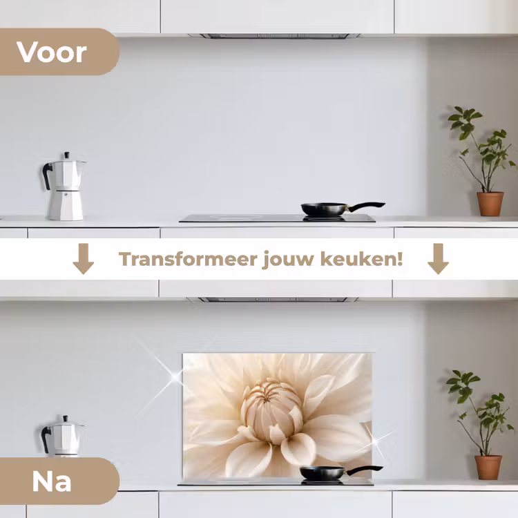 Spatscherm keuken - Bloem - Dahlia - Wit — 3