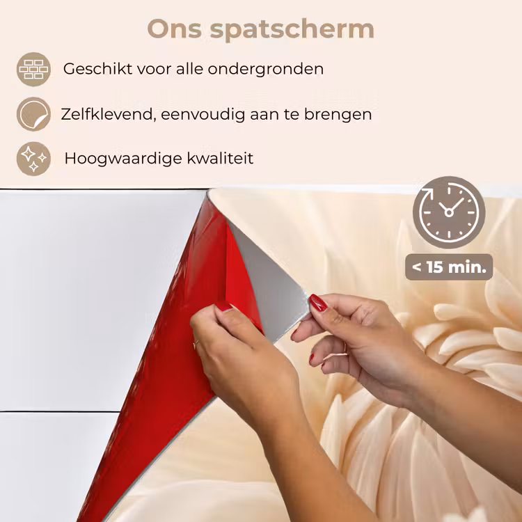 Spatscherm keuken - Bloem - Dahlia - Wit — 4