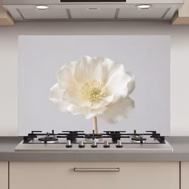 Spatscherm keuken - Bloem - Minimalistisch -Wit — 1
