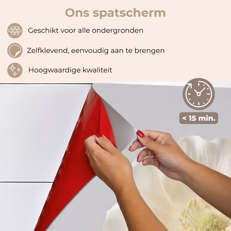 Spatscherm keuken - Bloem - Minimalistisch -Wit — 4