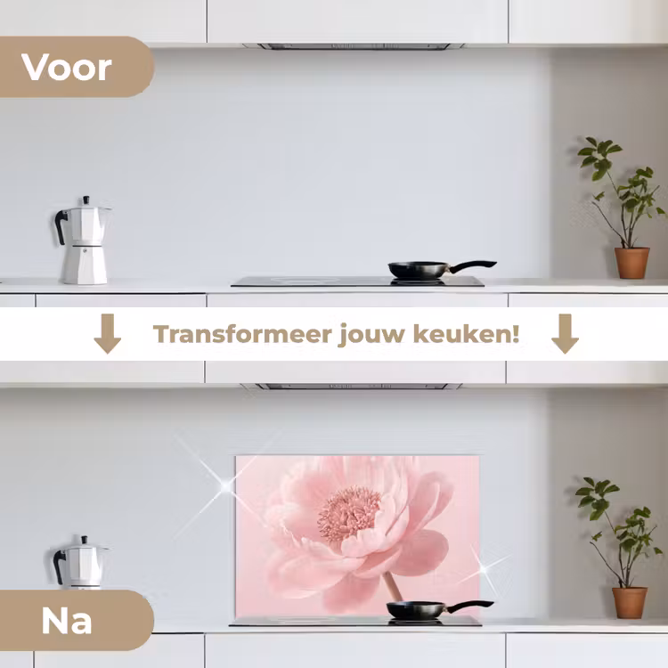 Spatscherm keuken - Bloem - Pioenroos - Roze — 3