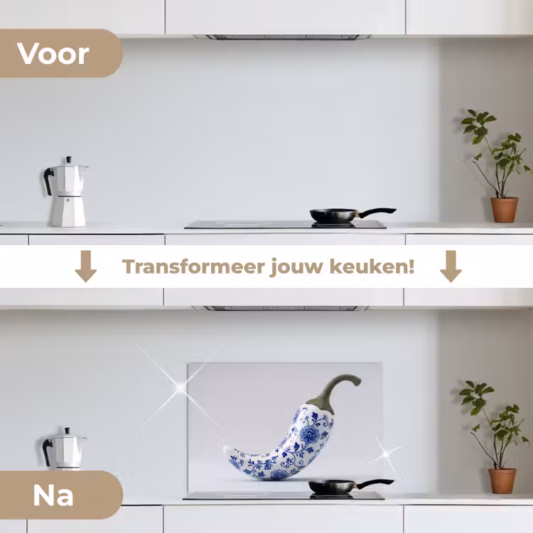 Spatscherm keuken - Chilipeper - Keramiek - Blauw — 3