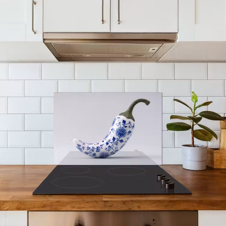 Spatscherm keuken - Chilipeper - Keramiek - Blauw — 6