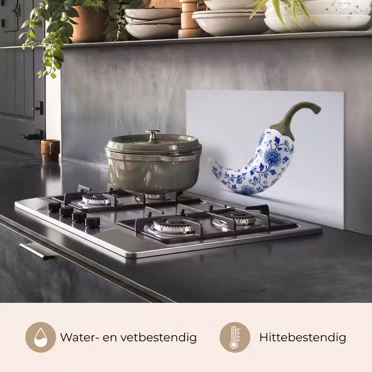 Spatscherm keuken - Chilipeper - Keramiek - Blauw — 7