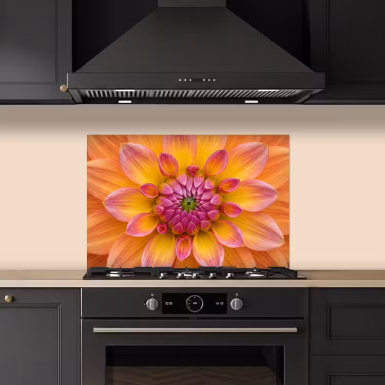 Spatscherm keuken - Dahlia - Bloem - Oranje — 2
