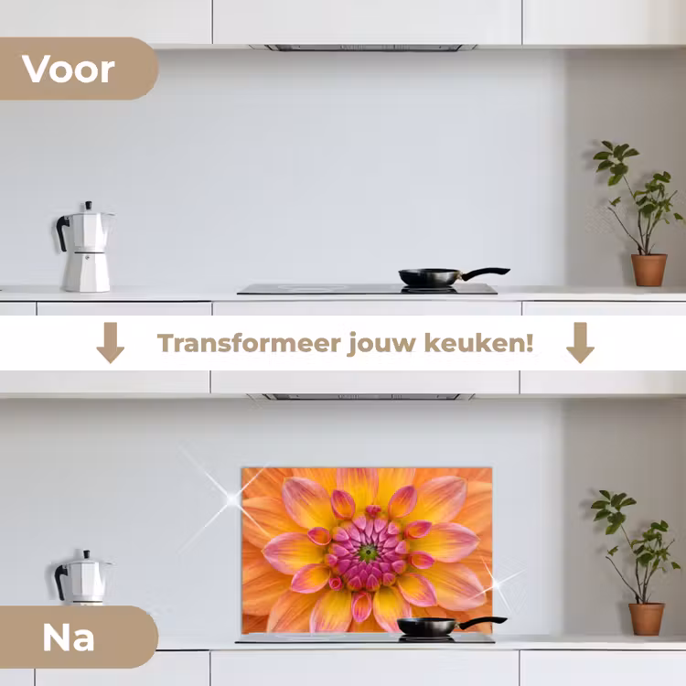 Spatscherm keuken - Dahlia - Bloem - Oranje — 3