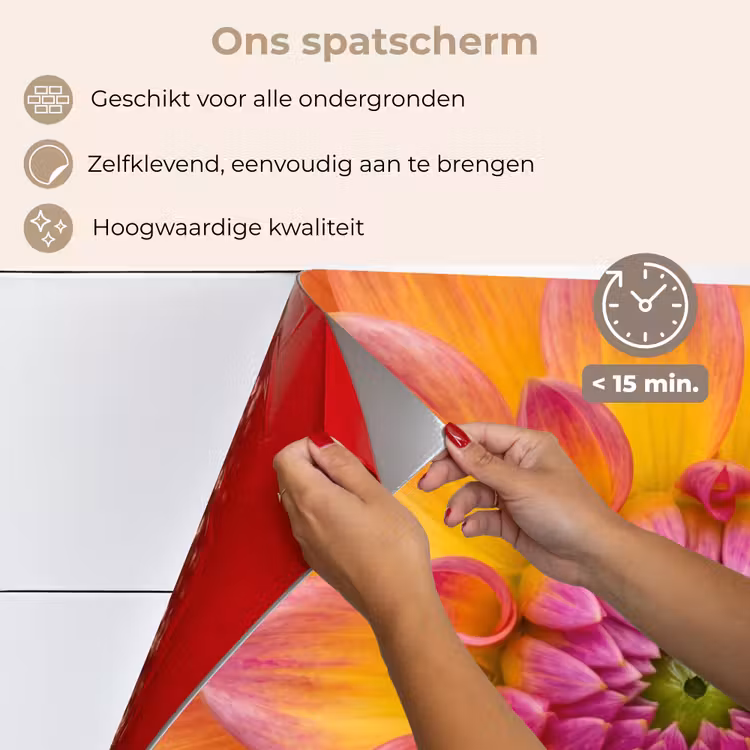 Spatscherm keuken - Dahlia - Bloem - Oranje — 4