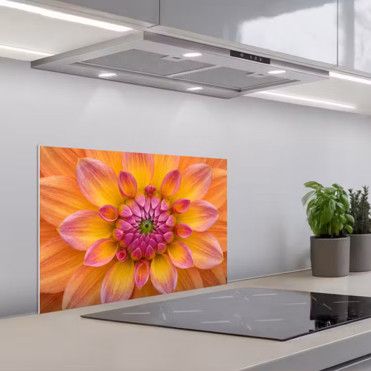 Spatscherm keuken - Dahlia - Bloem - Oranje — 5