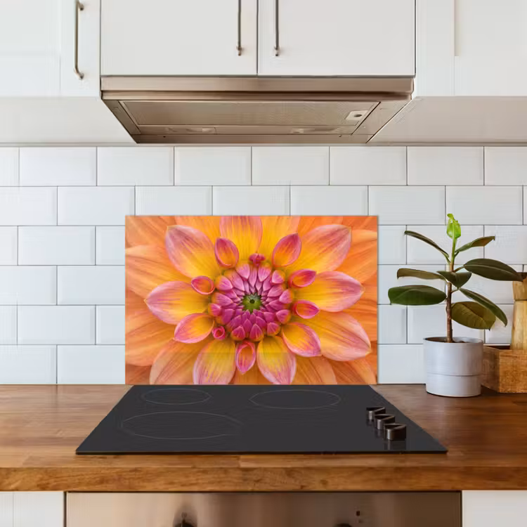 Spatscherm keuken - Dahlia - Bloem - Oranje — 6