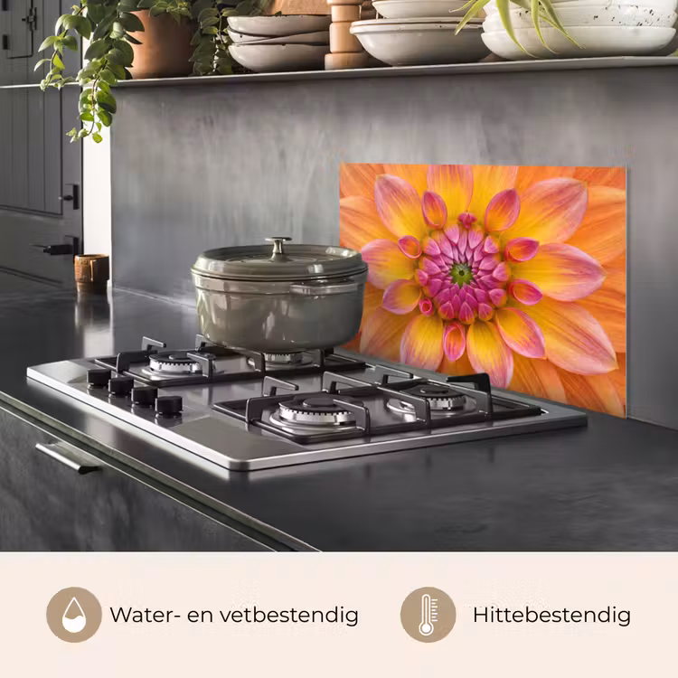 Spatscherm keuken - Dahlia - Bloem - Oranje — 7