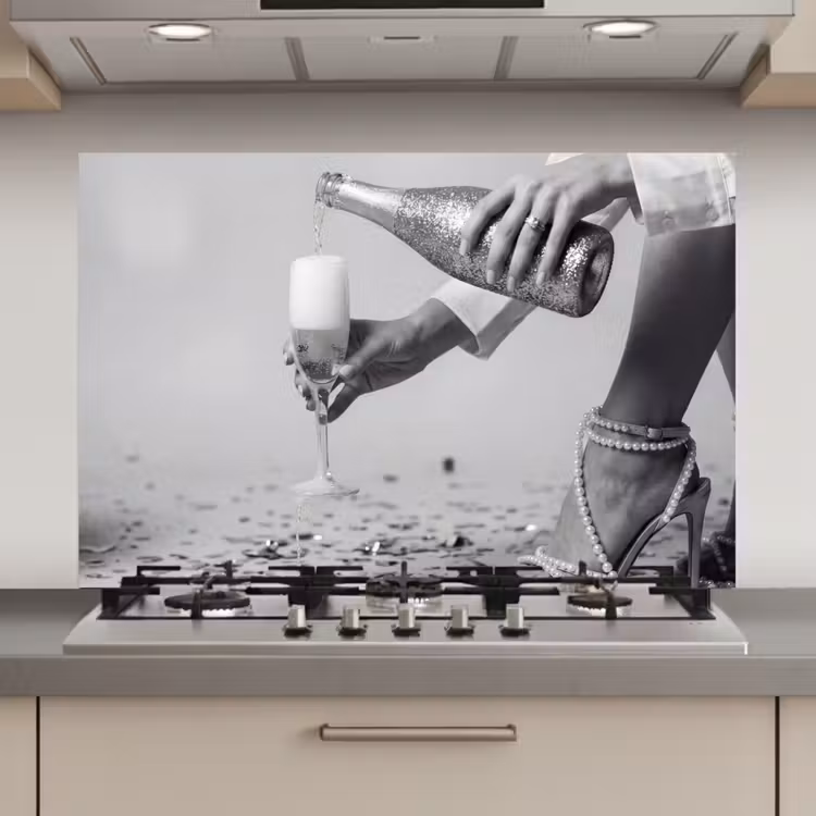 Spatscherm keuken - Feestelijk - Champagne - Discobal — 1