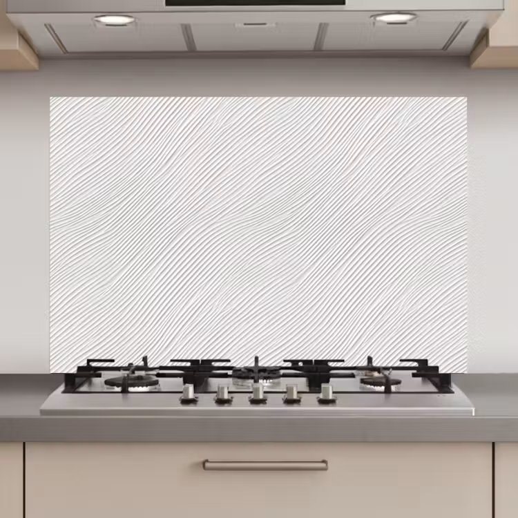 Spatscherm keuken - Golven - Ribbels - Wit — 1