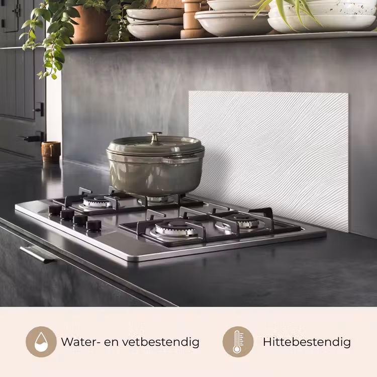 Spatscherm keuken - Golven - Ribbels - Wit — 7