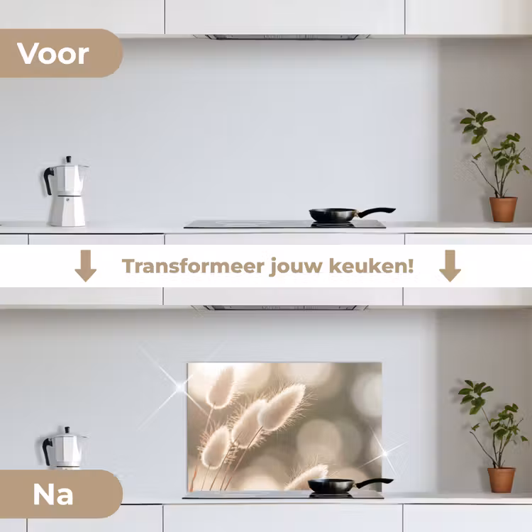 Spatscherm keuken - Hazestaartgras - Wit - Zonlicht — 3