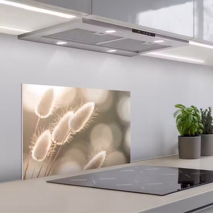 Spatscherm keuken - Hazestaartgras - Wit - Zonlicht — 5
