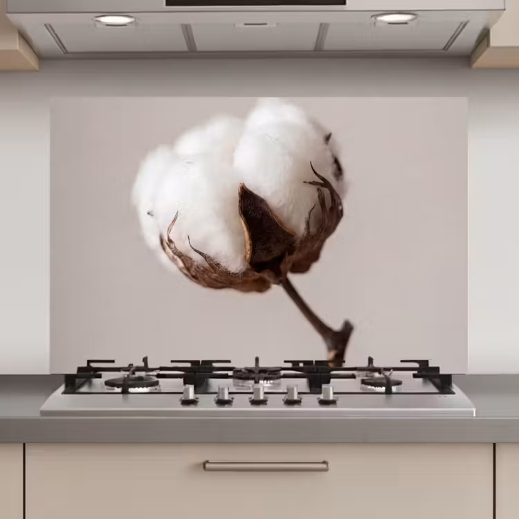 Spatscherm keuken - Katoenbol - Minimalistisch - Wit — 1