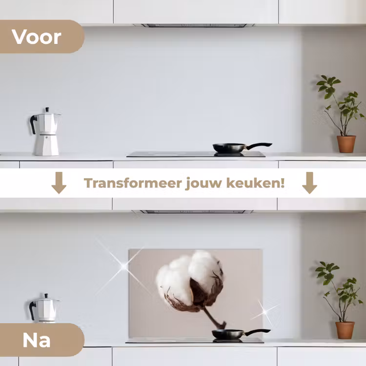 Spatscherm keuken - Katoenbol - Minimalistisch - Wit — 3
