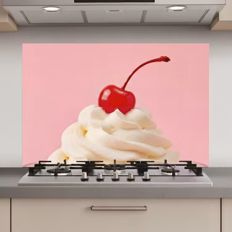 Spatscherm keuken - Kers - Slagroom - Roze — 1