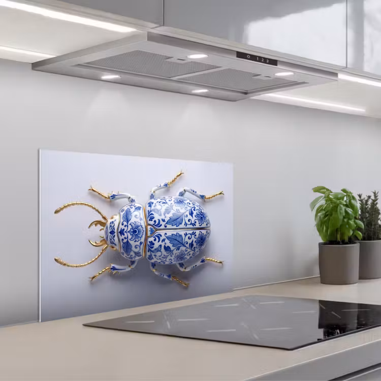 Spatscherm keuken - Kever - Delfts - Blauw - Goud — 5