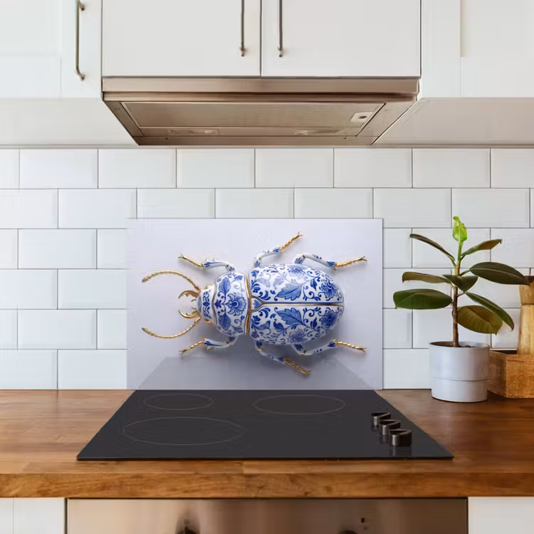 Spatscherm keuken - Kever - Delfts - Blauw - Goud — 6