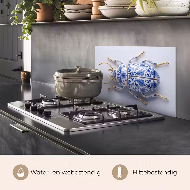 Spatscherm keuken - Kever - Delfts - Blauw - Goud — 7