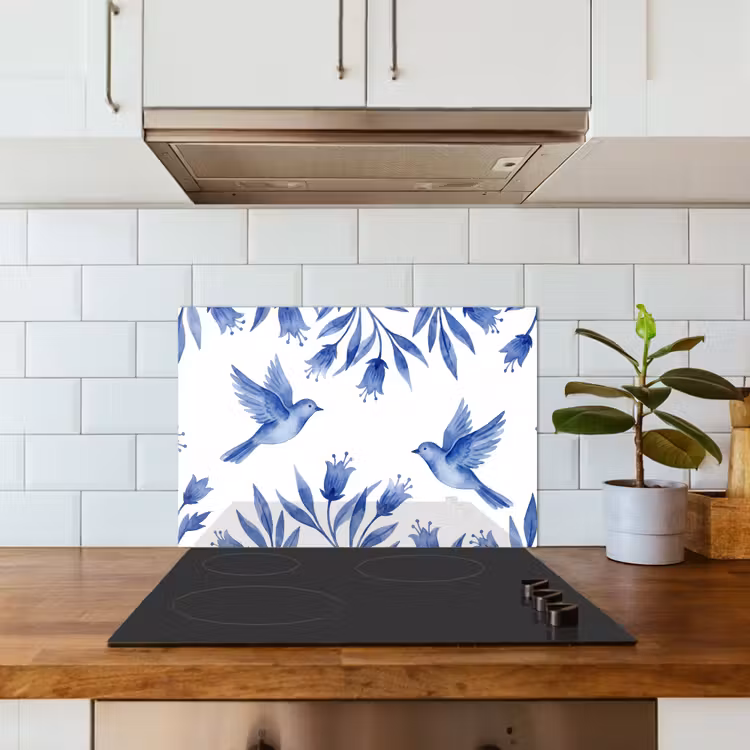 Spatscherm keuken - Modern - Vogels - Delfts - Blauw — 6