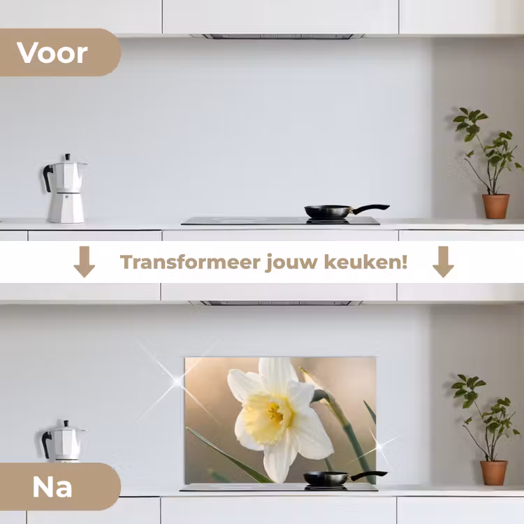 Spatscherm keuken - Narcis - Bloem - Minimalistisch — 3