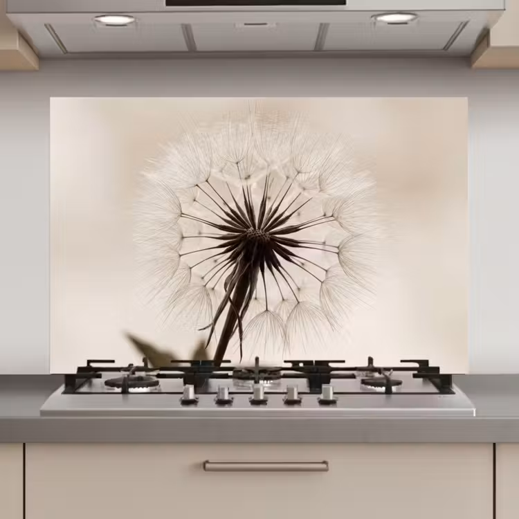 Spatscherm keuken - Paardenbloem - Minimalistisch - Wit — 1