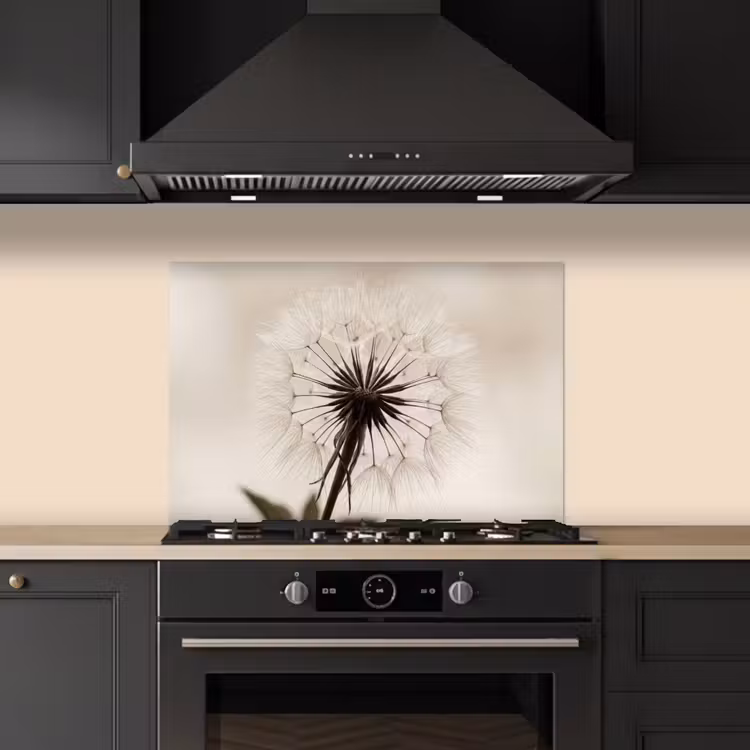 Spatscherm keuken - Paardenbloem - Minimalistisch - Wit — 2