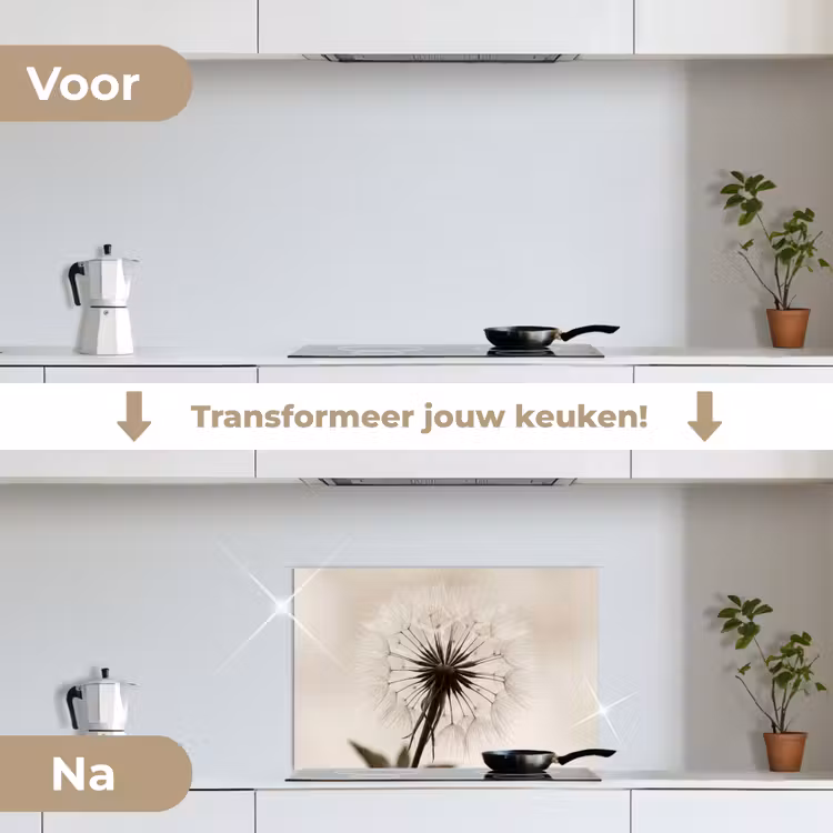 Spatscherm keuken - Paardenbloem - Minimalistisch - Wit — 3
