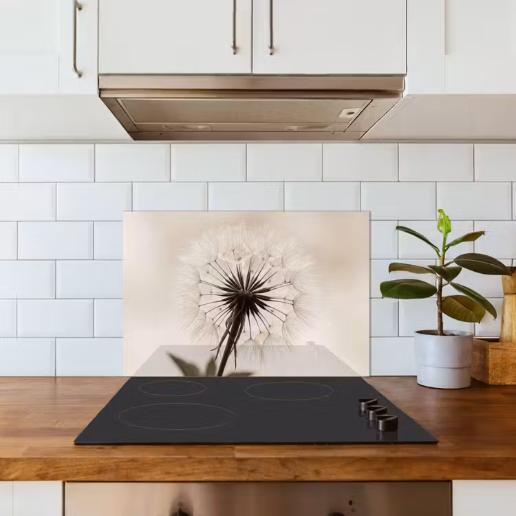 Spatscherm keuken - Paardenbloem - Minimalistisch - Wit — 6