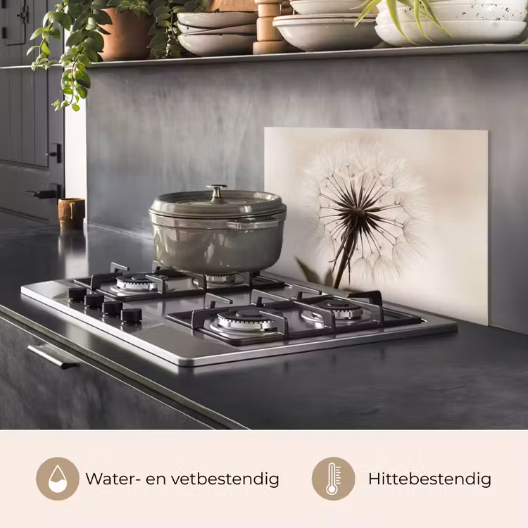 Spatscherm keuken - Paardenbloem - Minimalistisch - Wit — 7