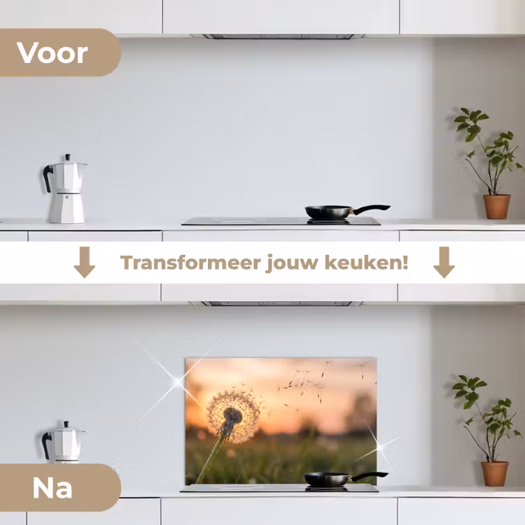 Spatscherm keuken - Paardenbloem - Zonsondergang - Veld — 3