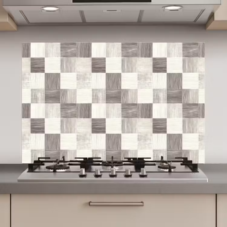 Spatscherm keuken - Patroon - Dambord - Houtnerf — 1