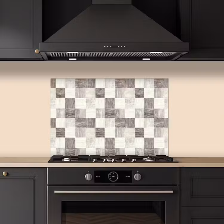 Spatscherm keuken - Patroon - Dambord - Houtnerf — 2