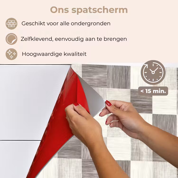 Spatscherm keuken - Patroon - Dambord - Houtnerf — 4