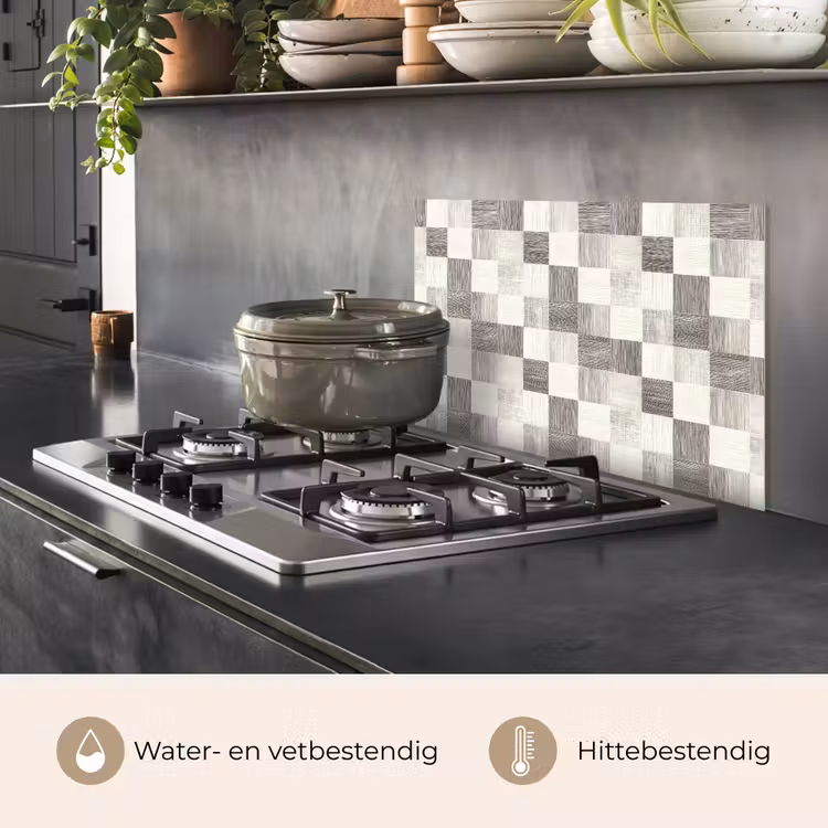 Spatscherm keuken - Patroon - Dambord - Houtnerf — 7