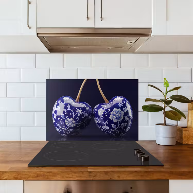 Spatscherm keuken - Porselein- Kersen - Delfts - Blauw — 6