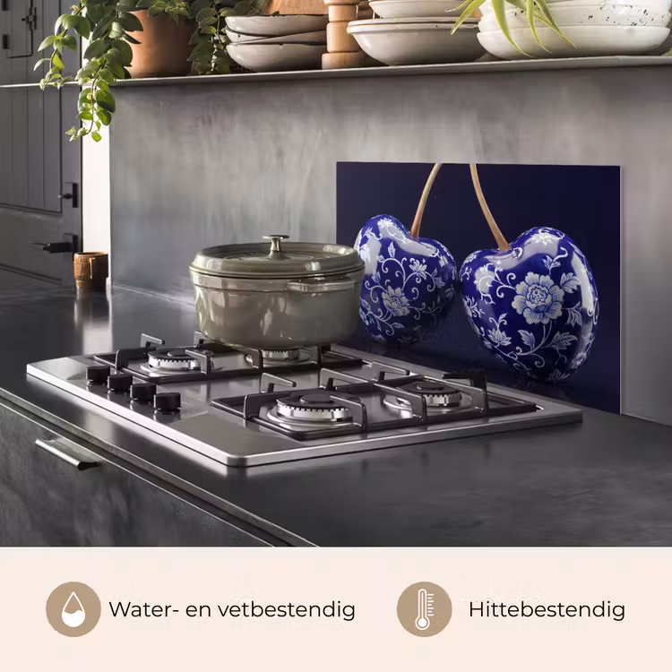 Spatscherm keuken - Porselein- Kersen - Delfts - Blauw — 7