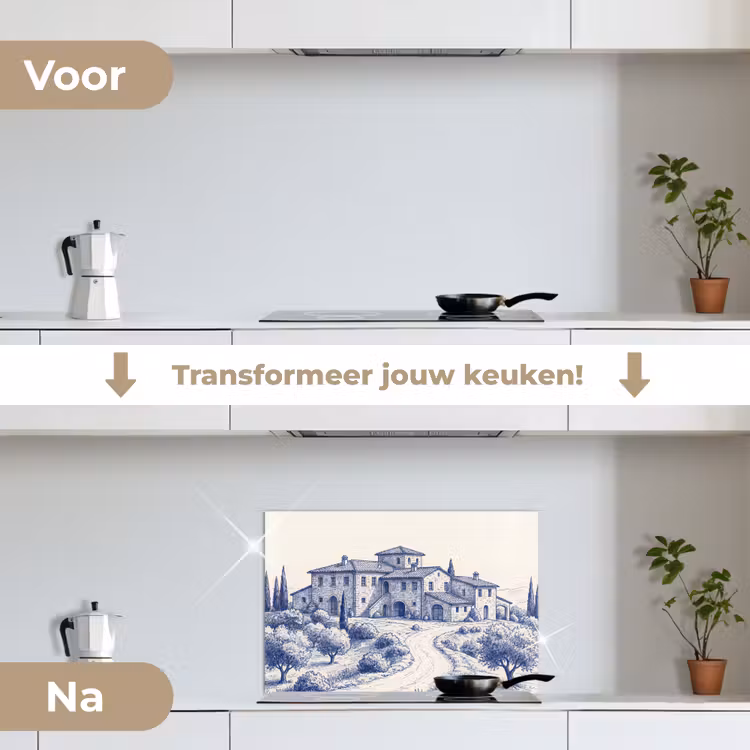 Spatscherm keuken - Rustiek - Landgoed - Blauw — 3
